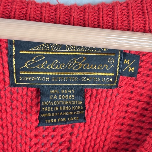 VTG 90s Eddie Bauer Red Ribbed Sweater Womens M Oversized Chunky Slouchy Retro - Picture 5 of 9